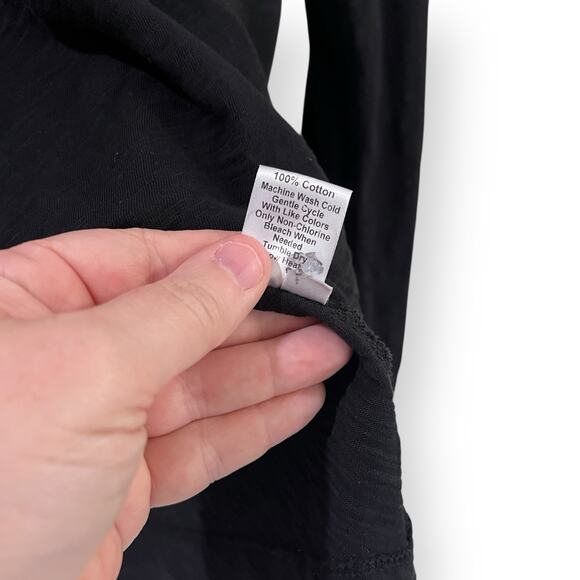 Wilt WomensLong Sleeve Mock Layer Tee Black Small Raw Hem V-Neck Cotton Slub USA - Picture 7 of 10